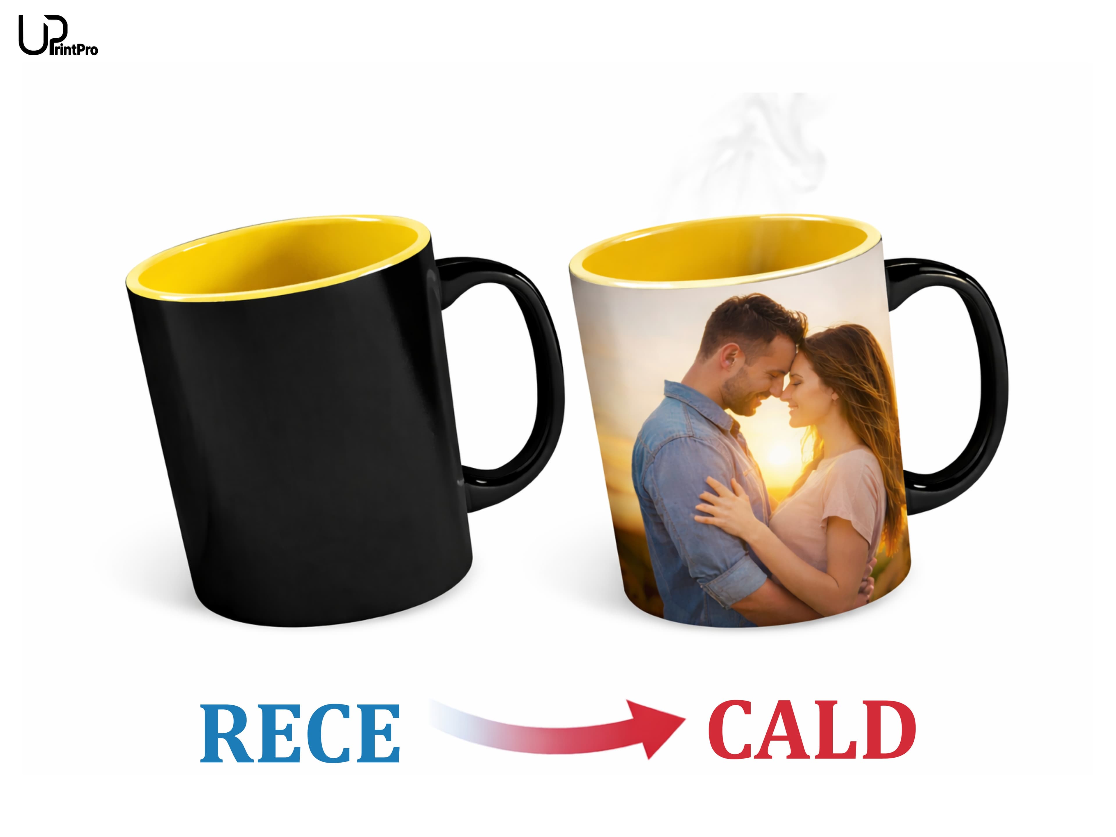 Cană termosensibilă cu interior galben (330 ml)