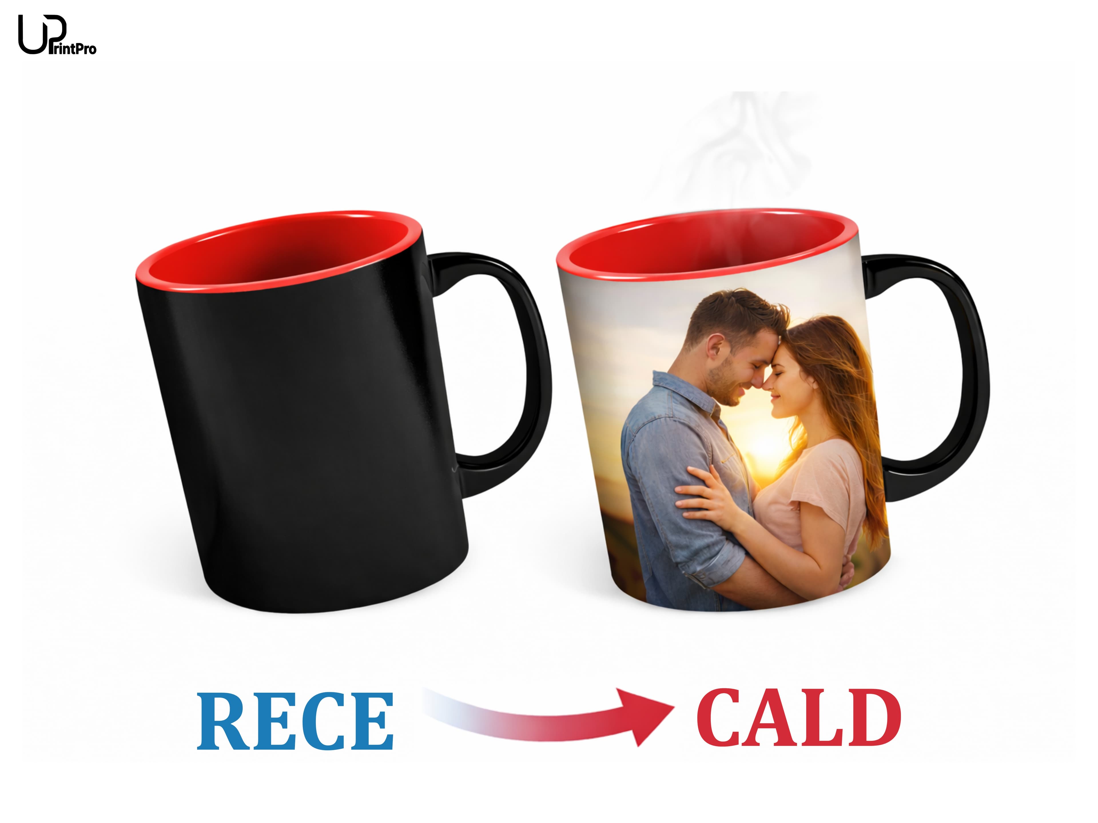 Cană termosensibilă cu interior roșu (330 ml)