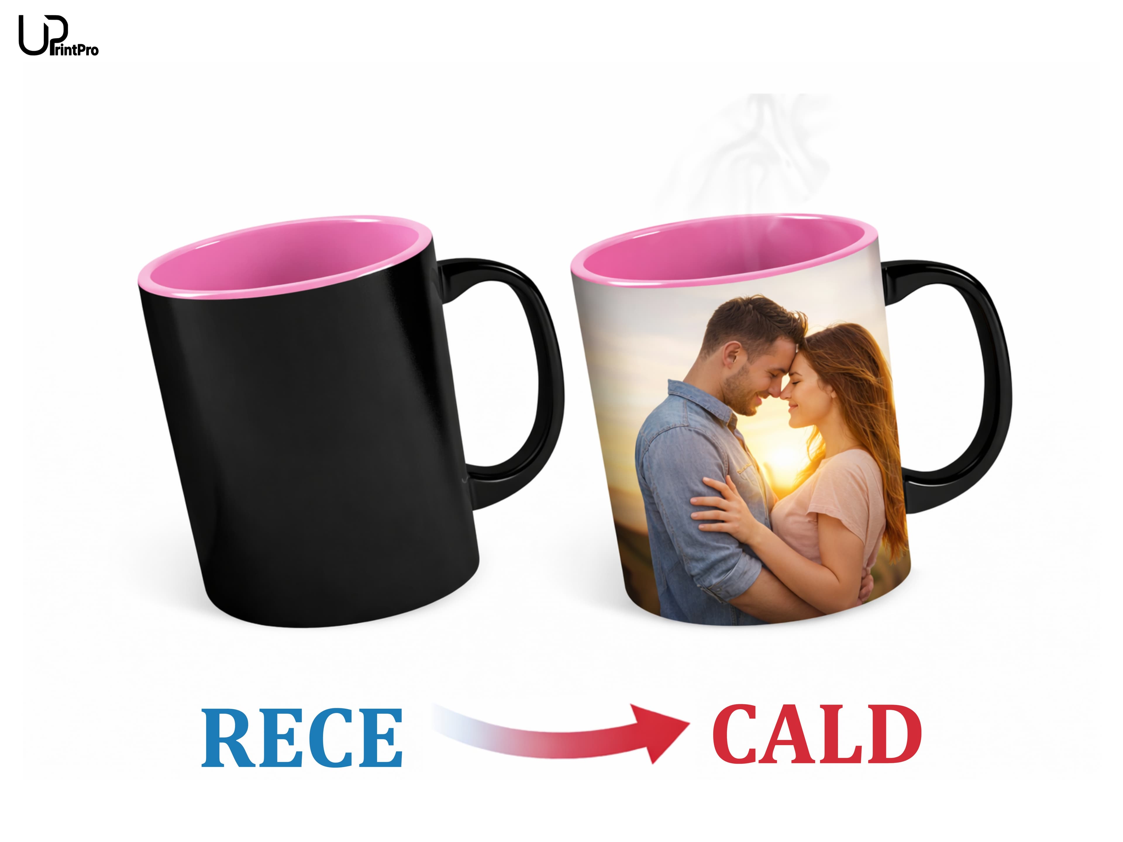 Cană termosensibilă cu interior roz (330 ml)