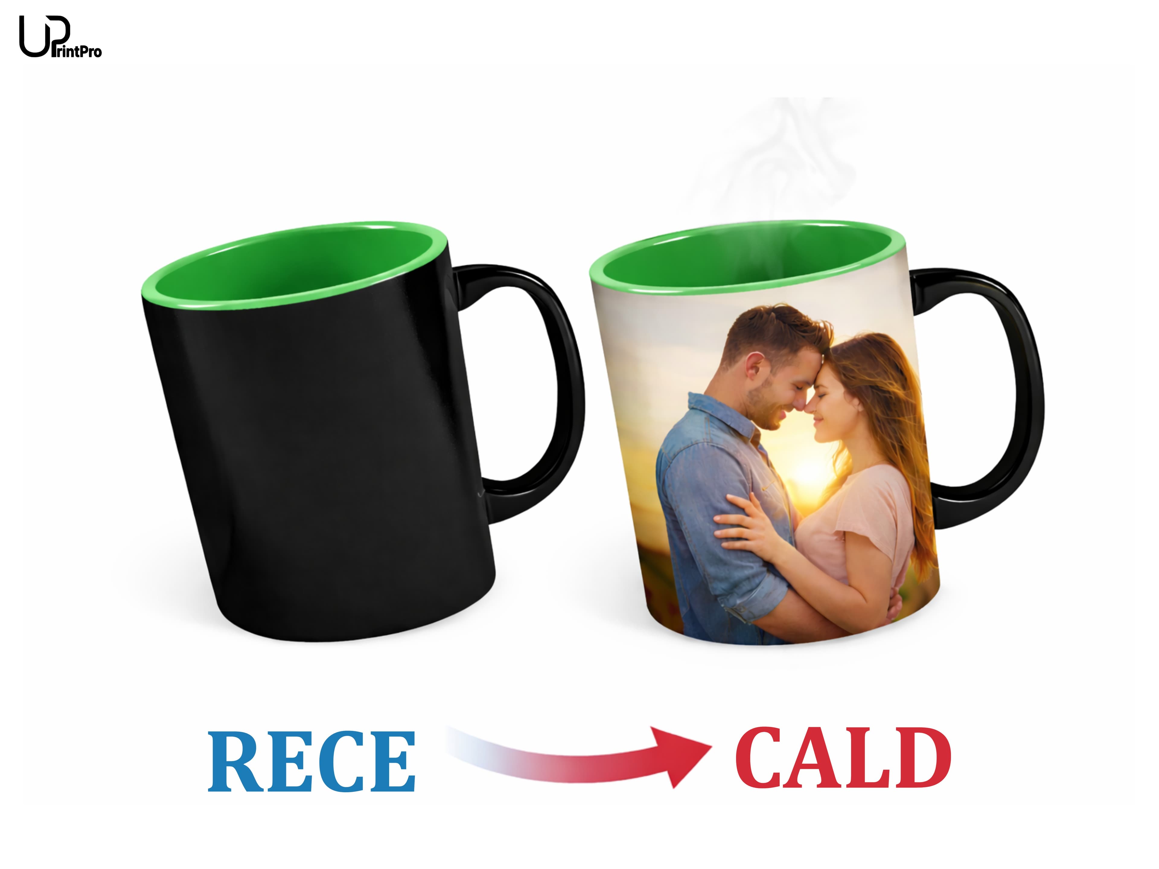 Cană termosensibilă cu interior verde (330 ml)